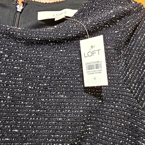 Loft Black Sparkle Short Sleeve Dress Size 6 - Picture 4 of 10